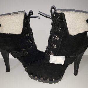 XOXO Blondie Lace Up Booties - 5" Stiletto